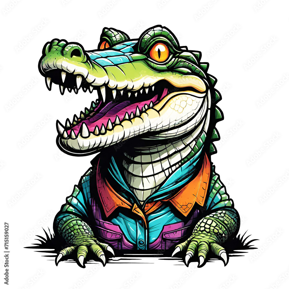 Obraz premium Head crocodile mascot cartoon design isolated on transparent background