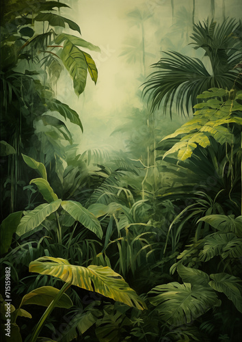 Captivating Tropical Foliage in Light Green and Yellow