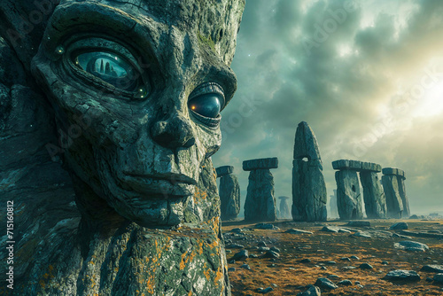 Ancient aliens megalithic structures, artist's impression, theory