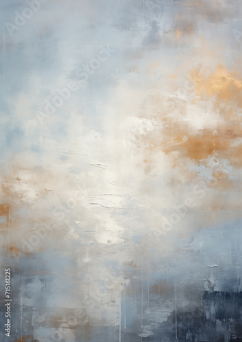 Contemporary Blue, Beige, and Brown Abstract Painting