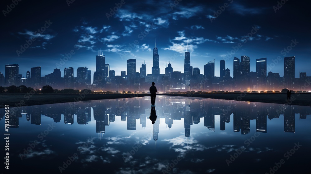 city skyline at night city skyline at night