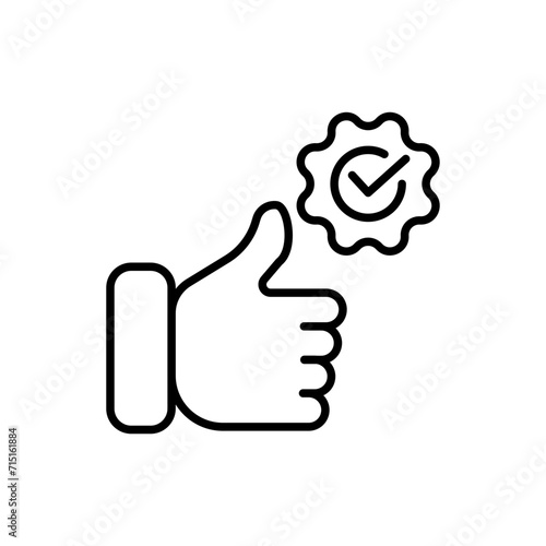 Thumbs up outline icons, minimalist vector illustration ,simple transparent graphic element .Isolated on white background