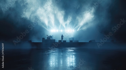 The foggy concert horizon creates a dreamlike setting transporting the audience into a surreal world where the music and fog merge to create a truly unforgettable experience