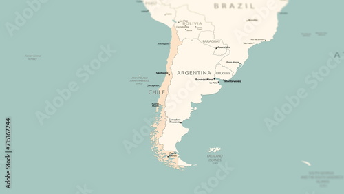 Chile on the world map. photo