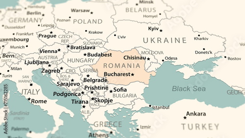 Romania on the world map.