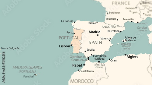 Portugal on the world map.