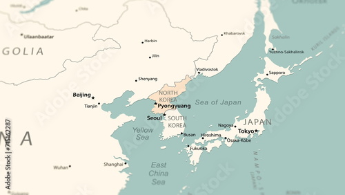 Fototapeta Naklejka Na Ścianę i Meble -  North Korea on the world map.