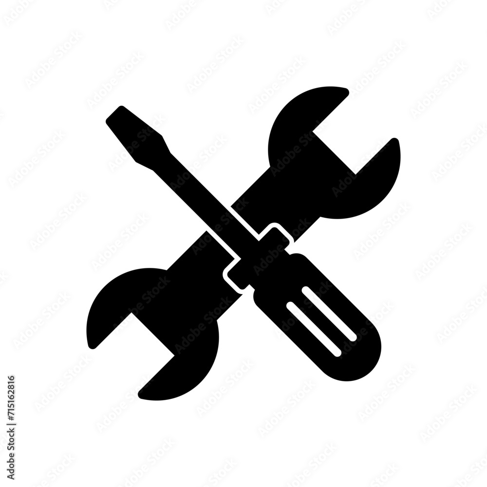 Repair tools icon vector. tool icon vector. setting icon vector. Wrench and screwdriver. support, Service Repair tools icon vector. tool icon vector. setting icon vector. Wrench and screwdriver. support, Service