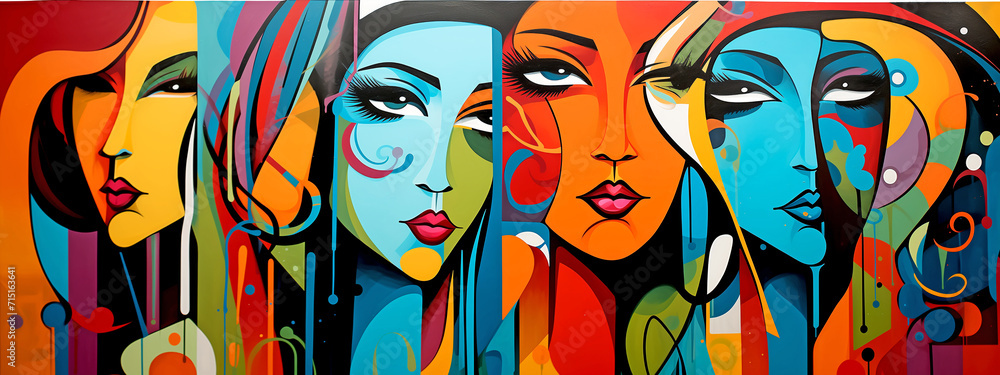 Graffiti Colorful Women - Cubism Graffiti Colorful Women - Cubism