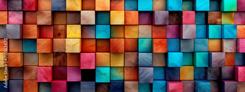 Abstract Colorful Background Made of Colored Wooden Cubes