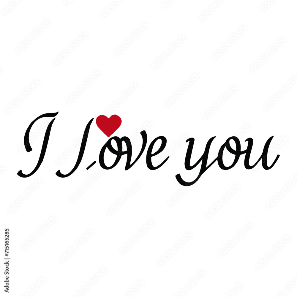 Naklejka premium vector text i love you without background in vintage style to use for Valentine's Day graphics, generative AI