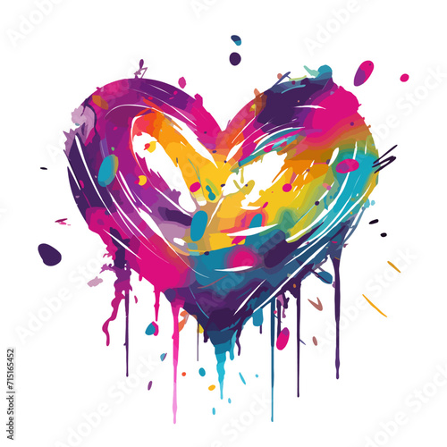 big colorful heart without background in graffiti style for Valentine's Day, Valentine's Day postcard, generative AI