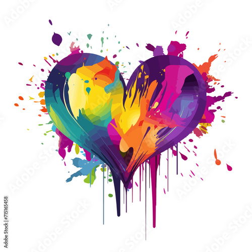 big colorful heart without background in graffiti style for Valentine's Day, Valentine's Day postcard, generative AI