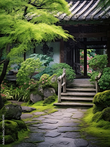 Serene Zen Garden: Vintage Print Canvas forpeaceful Garden Decor