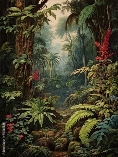 Tropical Rainforest Expeditions  Vintage Jungle Exploration Wall Decor