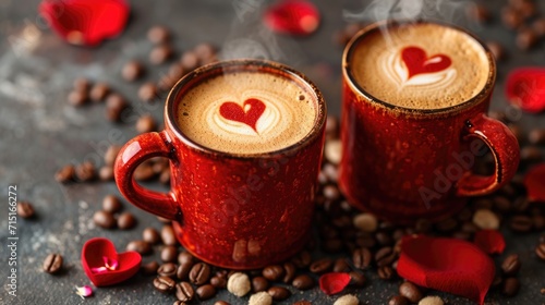 Romantic Coffee Moment - Heart Latte Art with Cozy Ambiance, Valentine's Day Concept