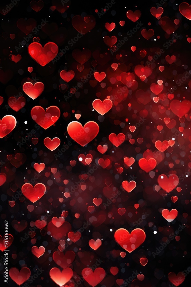 Cascading Red Hearts on Gradient Background - Depth and Floating Effect, Valentine's Day Concept
