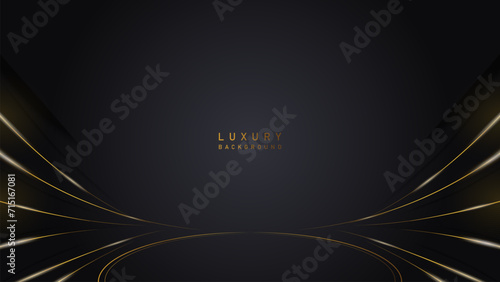 Abstract modern luxury gold line podium award in black background. Vector design