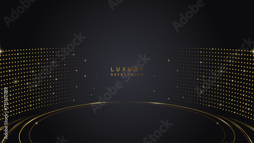 Luxury gold line award on black backdrop. Vector illustration background