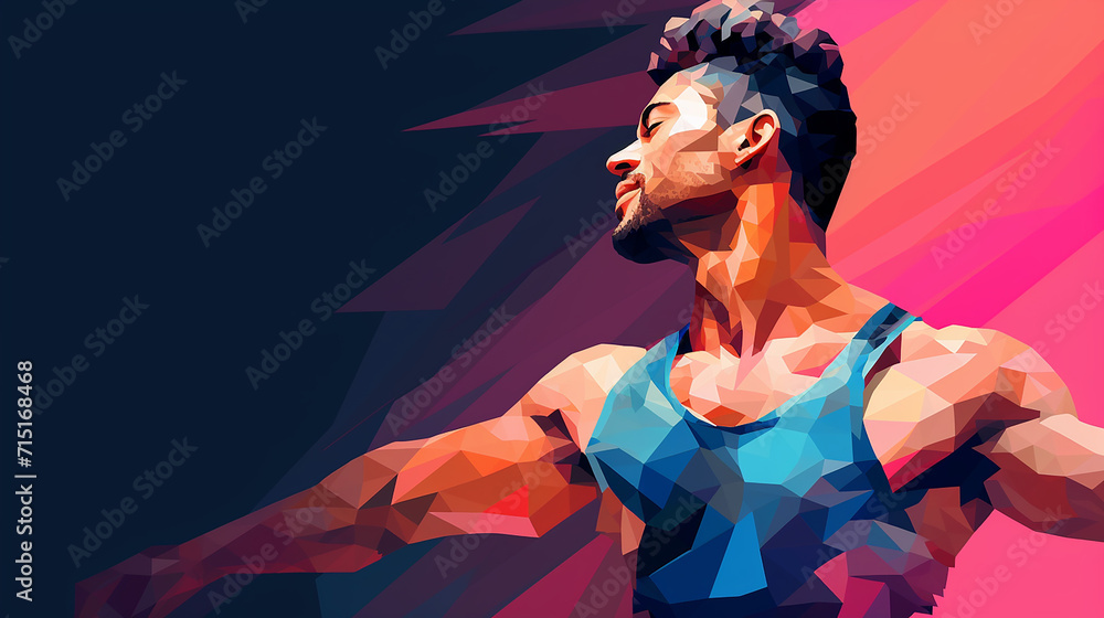 A male ballet dancer with an athletic build. gradient portrait - obrazy, fototapety, plakaty 