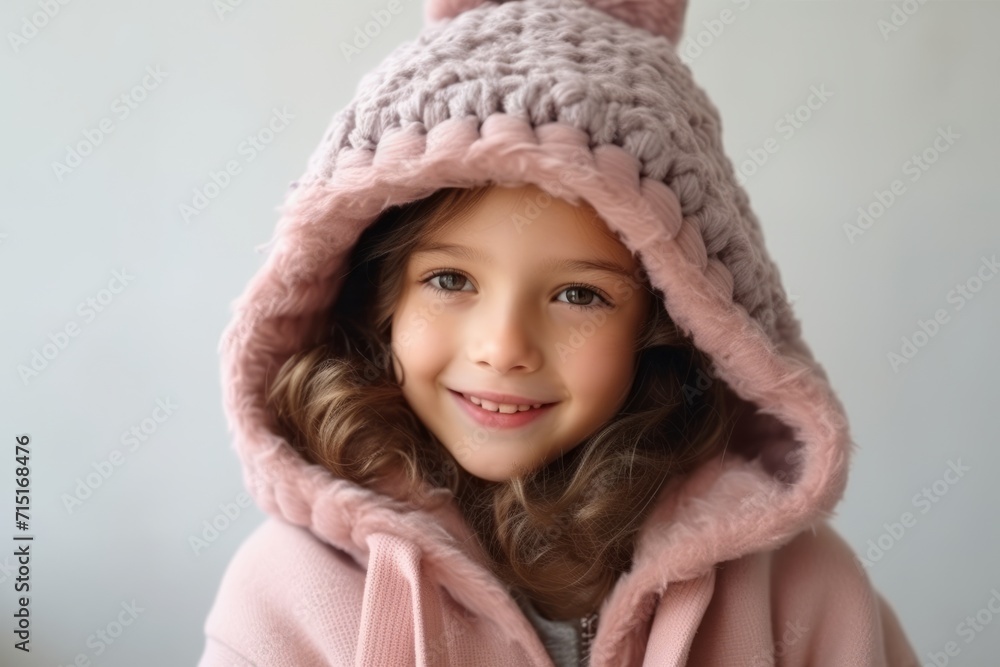 Portrait of a cute little girl in a warm knitted hat Portrait of a cute little girl in a warm knitted hat