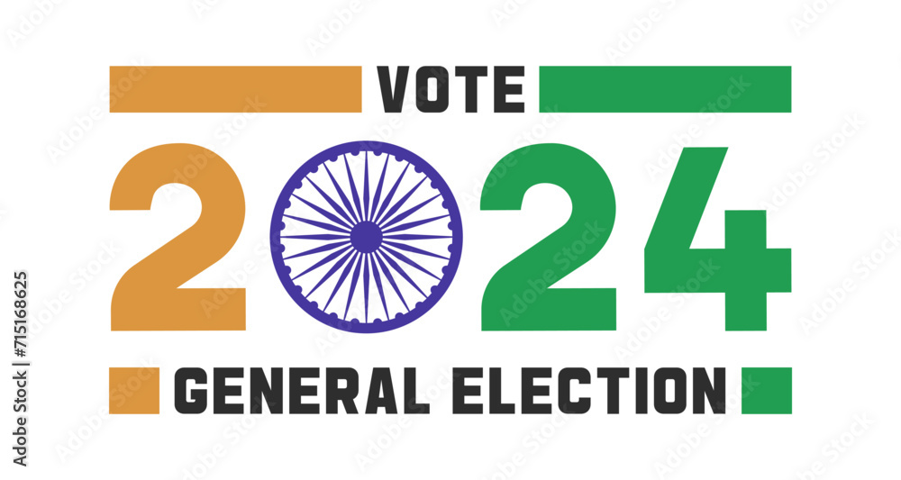 Vector Vote 2024 General Election text with '0' in '2024' as the Ashoka
