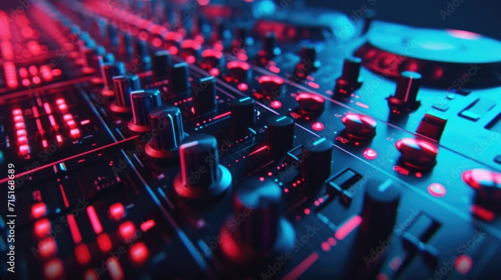 An audio oasis This footage showcases the hypnotic movement of DJ mixer