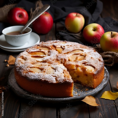 Homemade apple cake with cinnamon and anise
