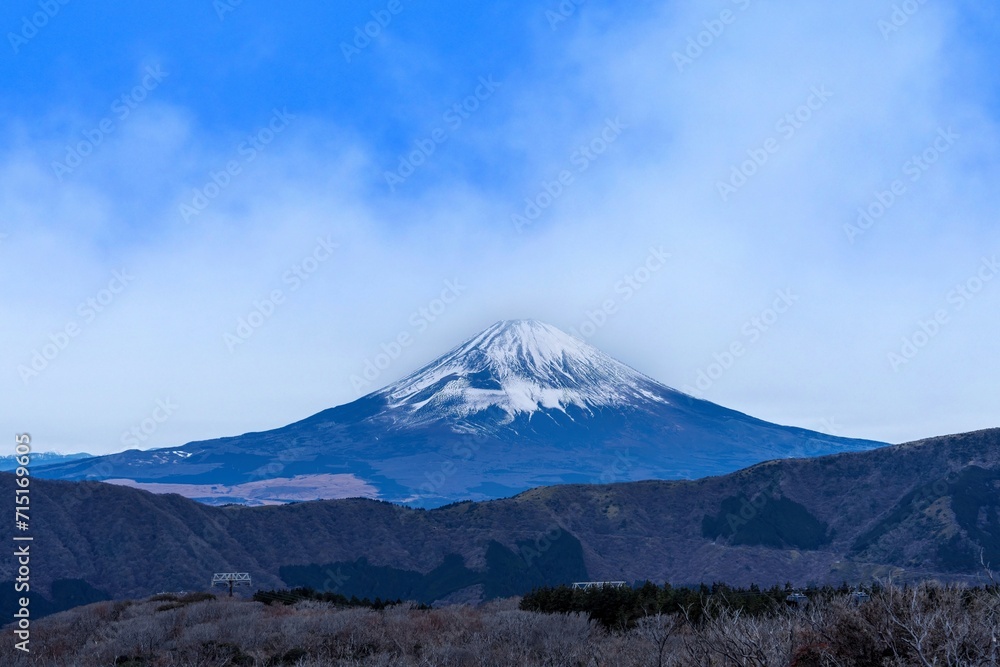 大涌谷から見た富士山の絶景