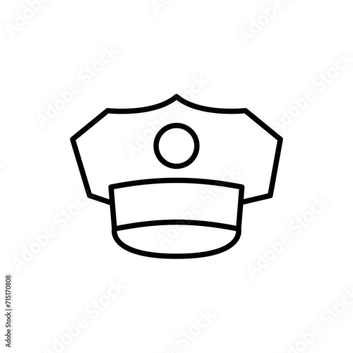 Police hat outline icons, minimalist vector illustration ,simple transparent graphic element .Isolated on white background