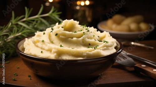Glistening with slowroasted garlics sweet and earthy essence, these mashed potatoes boast a creamy, luxurious mouthfeel that pairs flawlessly with any main course. photo