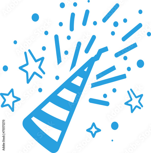 New year party doodle elements, party horns isolated over white background