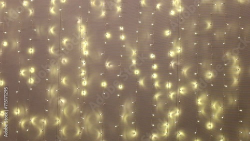 Blinking white string christmas ights indoors