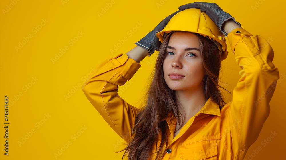 A worker woman with safety helemet A worker woman with safety helemet