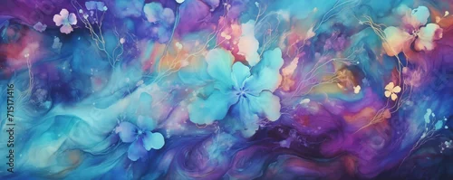 Panel kuchenny z motywem Soft Watercolor Blooms Ombre Pattern