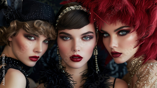 Channel the rebellious spirit of the era with a rebellious flapper look  featuring bold makeup  feathered headbands  and fringe that sways to the rhythm of the Charleston.