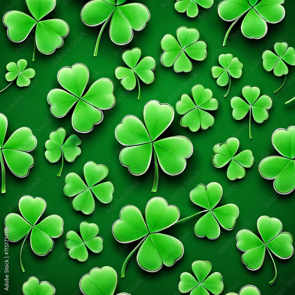 Four Leaf Clover on a Green Background for St. Patrick's Day Background Four Leaf Clover on a Green Background for St. Patrick's Day Background