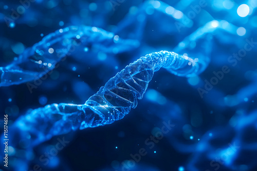 Futuristic blue-hued nano tech concept with glowing lattice-like structures, symbolizing biotechnology advances and singularity photo