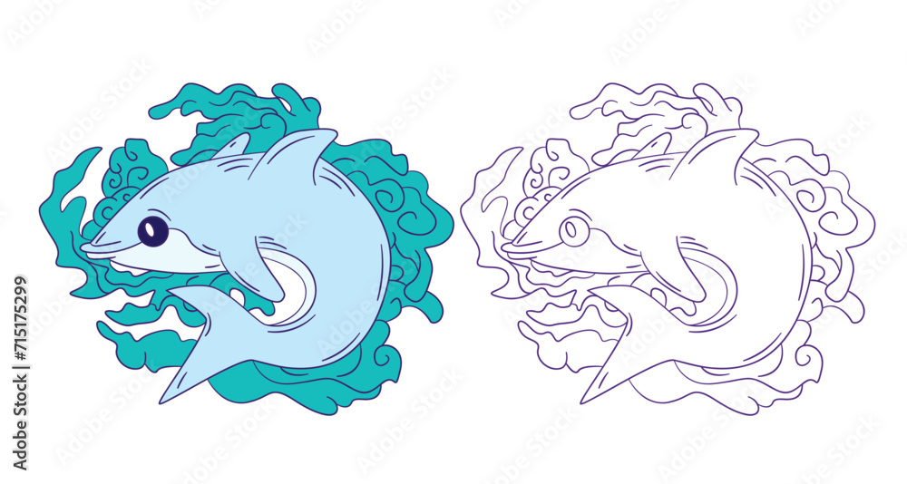 Obraz premium animal doodle illustration for coloring page drawing book