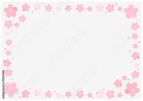 桜の花が美しい春の桜フレーム背景14薄色 © marutan