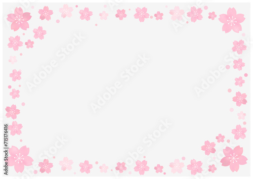 桜の花が美しい春の桜フレーム背景14薄色