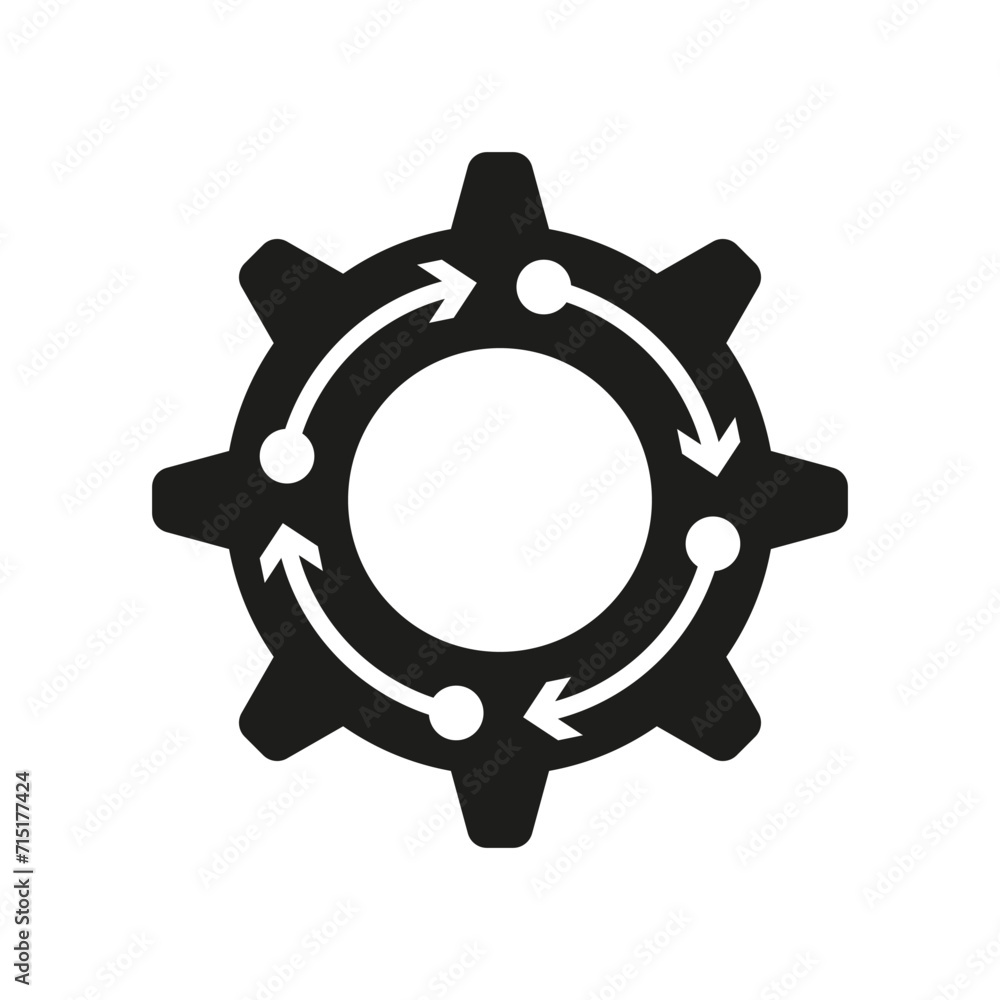 Gear and arrows icon. Idea symbol. Creativity related sign. Inspiration symbol. Vector illustration. EPS 10.