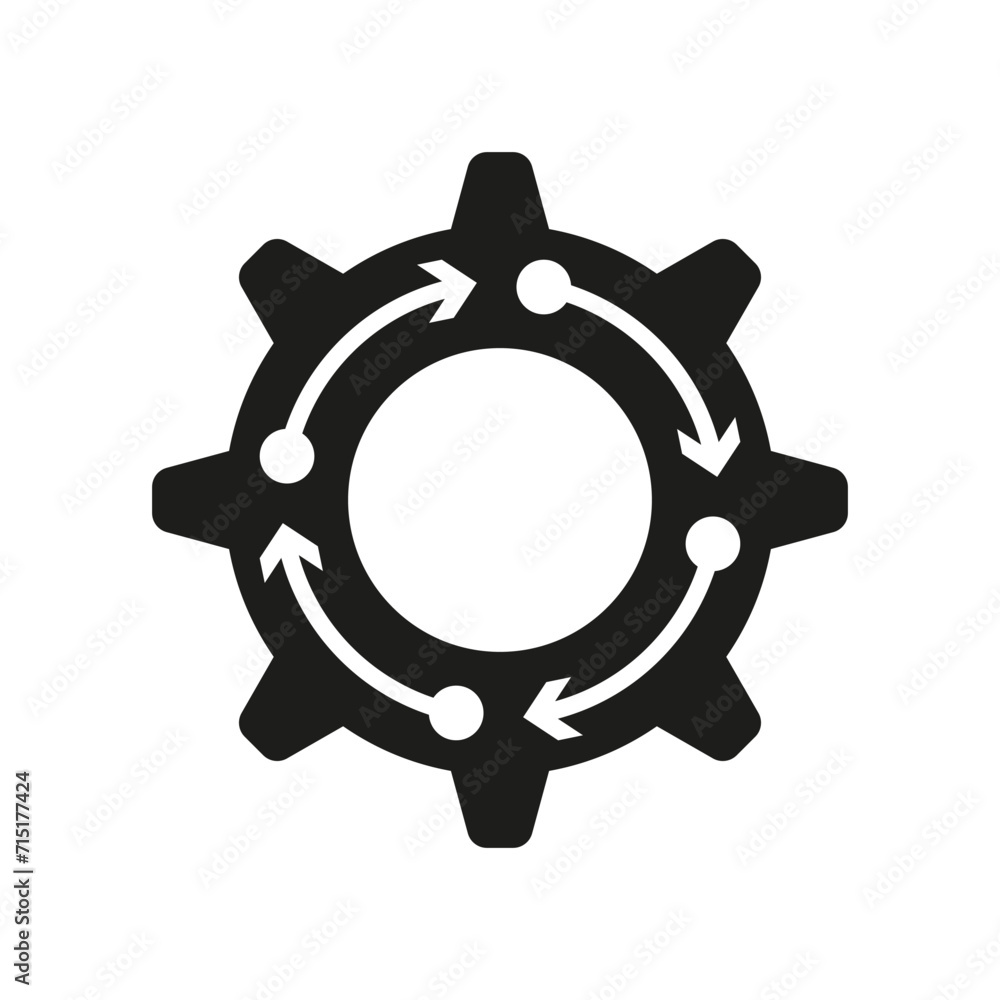 Gear and arrows icon. Idea symbol. Creativity related sign. Inspiration symbol. Vector illustration. EPS 10. Gear and arrows icon. Idea symbol. Creativity related sign. Inspiration symbol. Vector illustration. EPS 10.