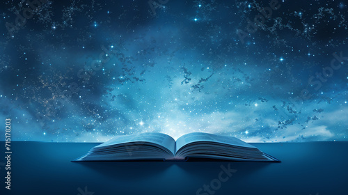 literary constellation. A sky-blue backdrop hosts a constellation shaped like an open book photo