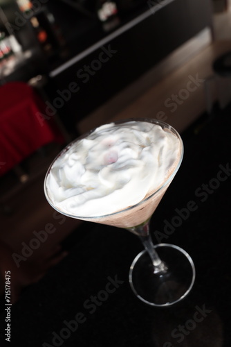 white cream on a moctail drink photo