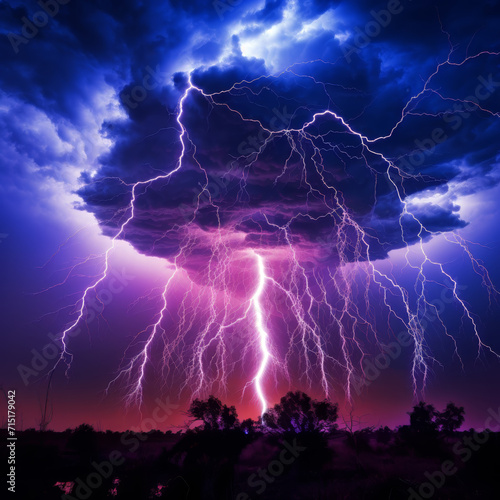 Violet Lightning - Captivating Sky Spectacle