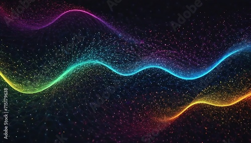 abstract blue background with space , Wave of bright particles. Sound and music visualization created with generative ai 