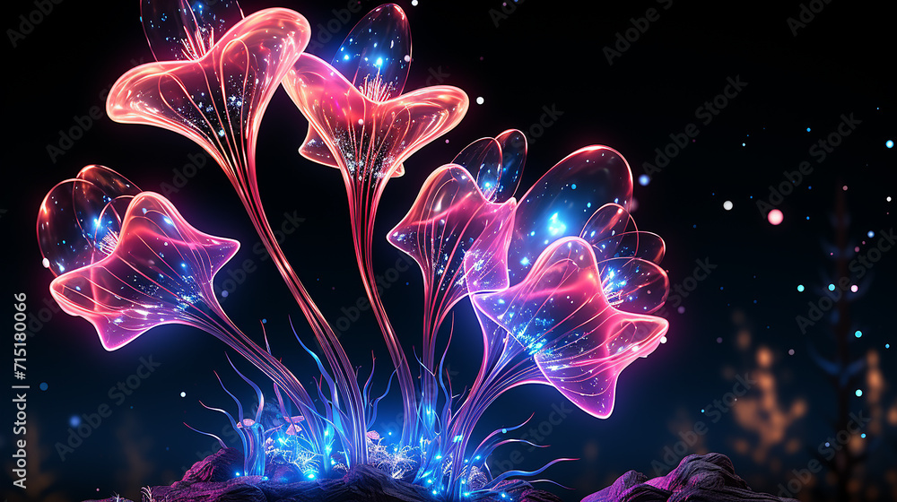 Obraz premium Free_vector_flowers_with_a_shiny_effect