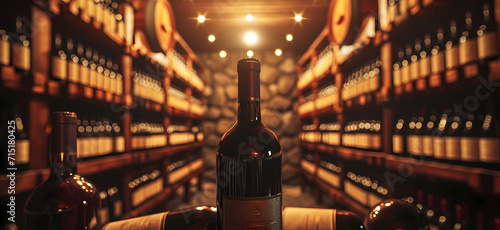 lots of wine bottles in a wine cellar photo