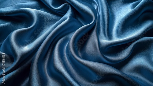 Blue silk fabric background. The luxurious fabric textured is very realistic and detailed.